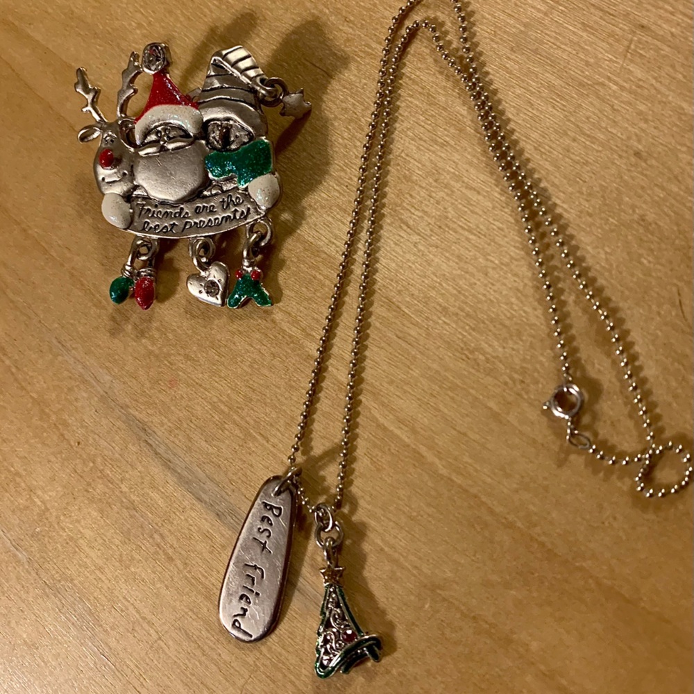 Sterling Silver Friendship Holiday Pin & Necklace